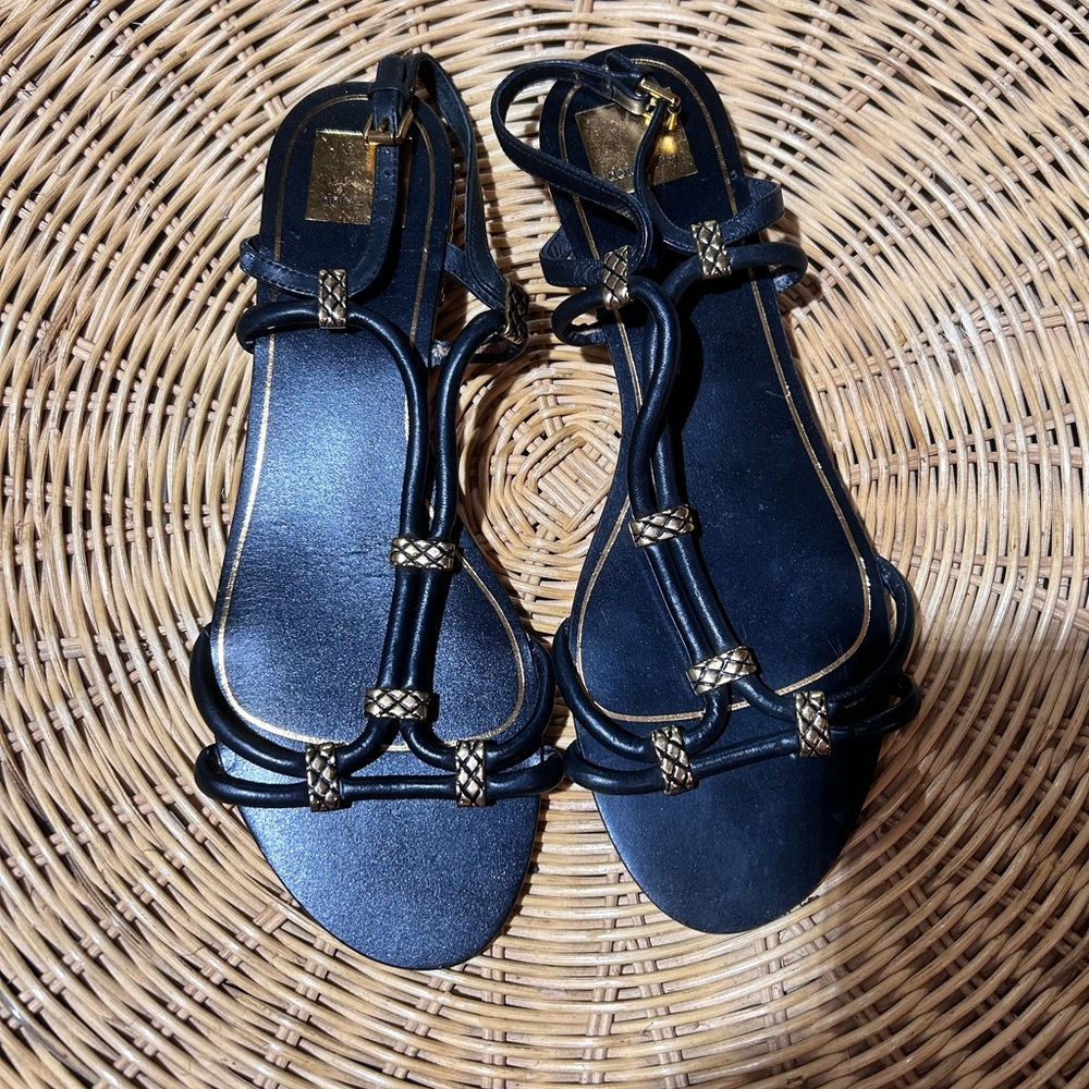 Dolce Vita Black and Gold Strappy Sandals - Picture 2 of 6